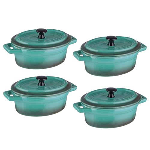 BUTLERS Mini-Auflaufform oval aus Keramik | kleine Auflaufform mit Deckel | backofenfest | auch als Soufflé Förmchen und Tapas-Schalenset geeignet von BUTLERS