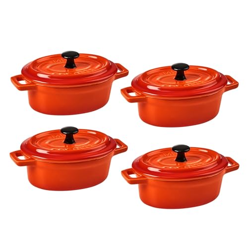 BUTLERS Mini-Auflaufform oval aus Keramik | kleine Auflaufform mit Deckel | backofenfest | auch als Soufflé Förmchen und Tapas-Schalenset geeignet von BUTLERS