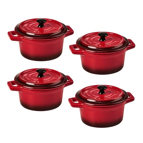 BUTLERS 4er Set Mini-Auflaufformen rund aus Keramik | kleine Auflaufform mit Deckel | backofenfest | auch als Soufflé Förmchen und Tapas-Schalenset geeignet BUTLERS 4er Set Mini-Auflaufformen rund aus Keramik | kleine Auflaufform mit Deckel | backofenfest | auch als Soufflé Förmchen und Tapas-Schalenset geeignet von BUTLERS