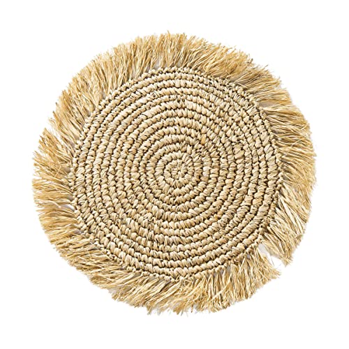 BUTLERS Platzset mit Fransen rund 40cm aus Raffia doppelseitig - abwaschbares Tischset für den gedeckten Tisch | Platzdeckchen schmutzabweisende Tischmatte von BUTLERS