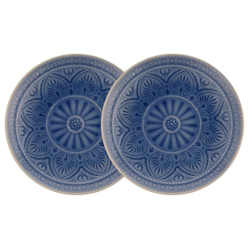 BUTLERS Teller Ø25cm 2er Teller Set SUMATRA Steinzeug Geschirr | Kuchenteller Frühstücksteller Speiseteller Essteller | Exotisch & gemustert | Mikrowellen- & spülmaschinenfest von BUTLERS