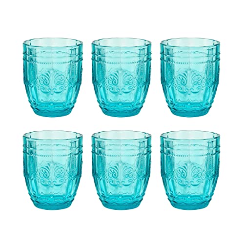 BUTLERS Trinkgläser 6er Set 250ml -VICTORIAN- Wassergläser in Vintage Design | Retro Gläser in bunten Farben mit Prägung | spülmaschinenfestes Trinkgeschirr ideal für Wasser, Saft, Cocktails von BUTLERS