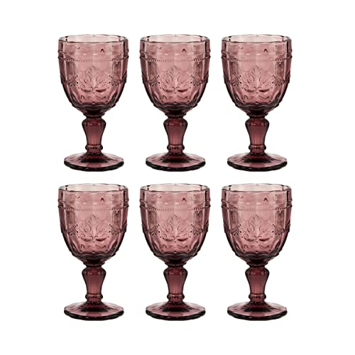 BUTLERS Weingläser 6er Set 230ml Vintage Kelchgläser -VICTORIAN- Wassergläser mit Fuß | Retro Gläser mit Prägung & spülmaschinenfest | für Rotwein, Wasser, Cocktails von BUTLERS