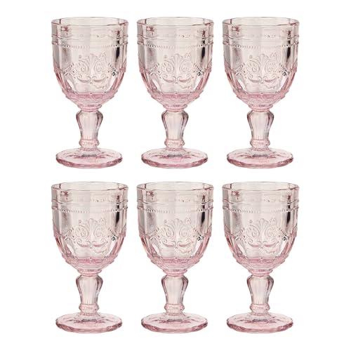 BUTLERS Weingläser 6er Set 230ml Vintage Kelchgläser -VICTORIAN- Wassergläser mit Fuß | Retro Gläser mit Prägung & spülmaschinenfest | für Rotwein, Wasser, Cocktails von BUTLERS