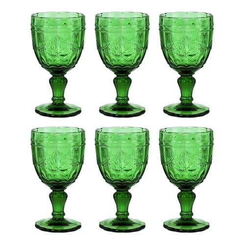 BUTLERS Weingläser 6er Set 230ml Vintage Kelchgläser -VICTORIAN- Wassergläser mit Fuß | Retro Gläser mit Prägung & spülmaschinenfest | für Rotwein, Wasser, Cocktails von BUTLERS