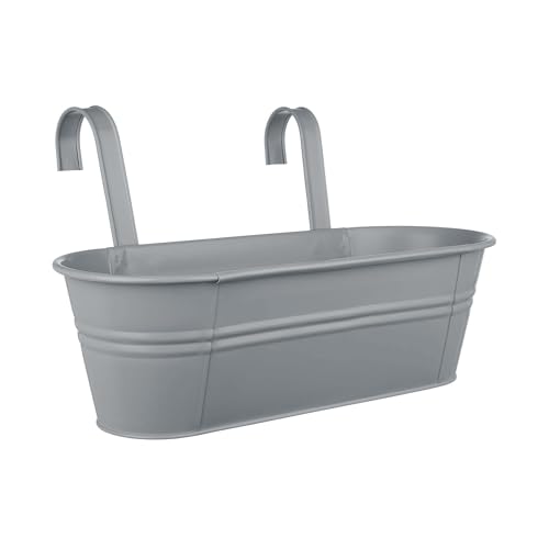 BUTLERS Zinkeimer/Blumenkasten zum Hängen mit abnehmbaren Haltegriffen aus Metall 50 x 20 cm -ZINC- Hängende Blumentopf für den Außenbereich | Planztopf für Balkongeländer von BUTLERS