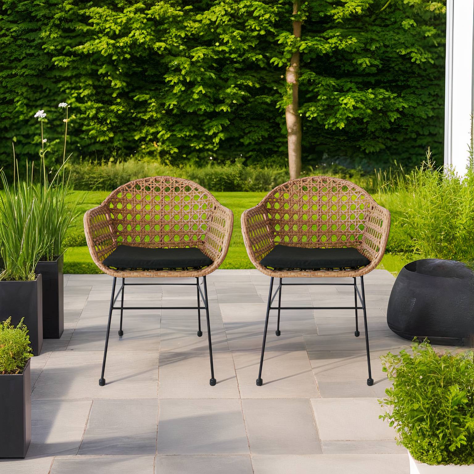 home24 Gartenstuhl NATOVI 2er-Set Webstoff Schwarz/Braun 54 x 78 x 50cm home24 Gartenstuhl NATOVI 2er-Set Webstoff Schwarz/Braun 54 x 78 x 50cm von home24
