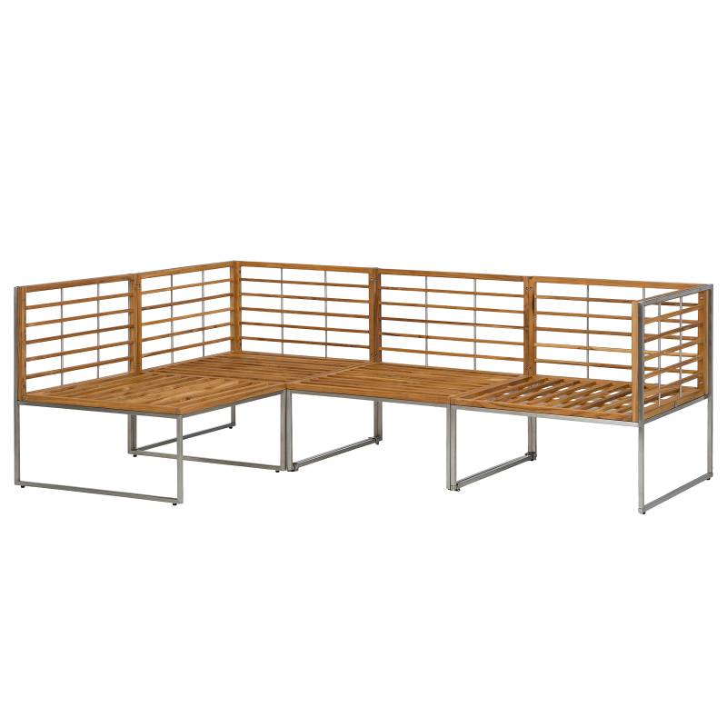 home24 Loungeset 4-teilig Kombi A 210 x 74 x 140cm Grau/Hellgrau von home24