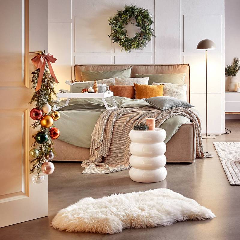 home24 Stehleuchte 30 x 150cm Beige/Beige Metall E27 von home24