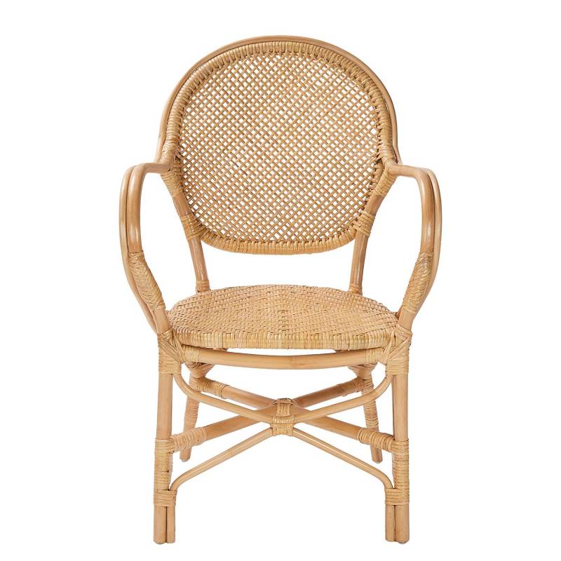 home24 Stuhl mit Armlehnen Rattan Braun 55 x 94 x 58cm von home24