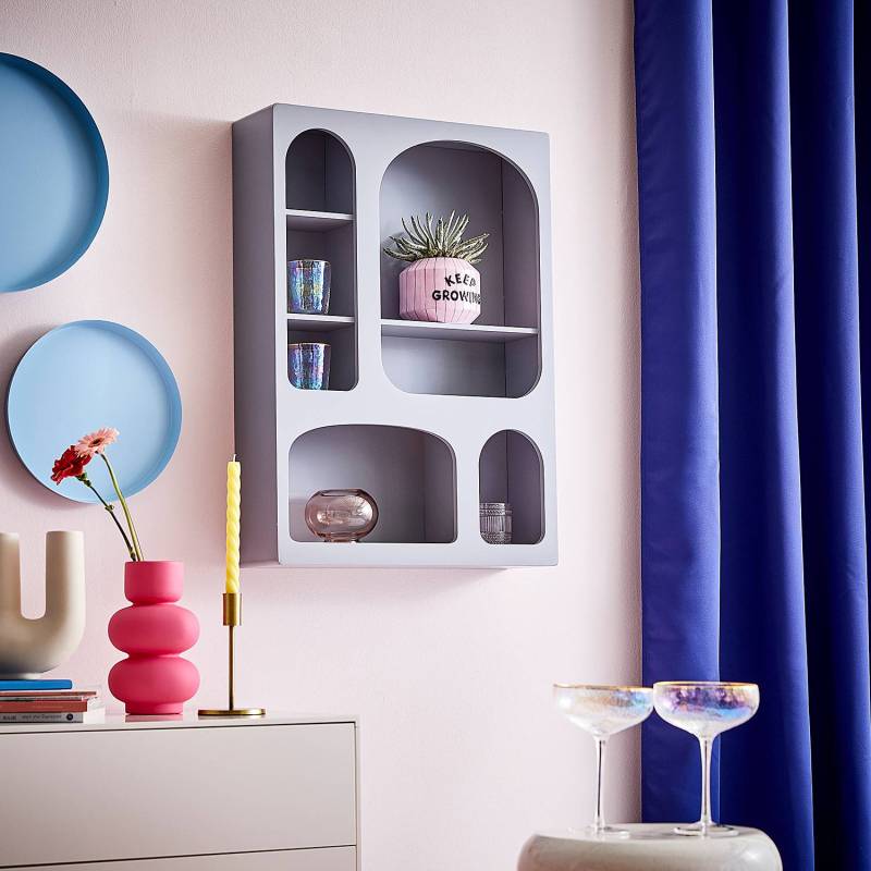 home24 Wandregal MDF Grau 77 x 55 x 16cm von home24
