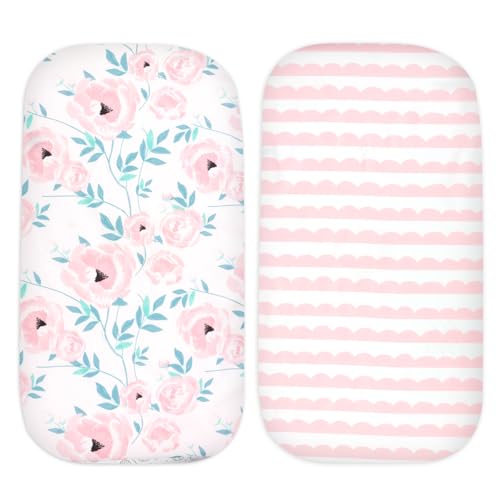 2 Stück Spannbettlaken Spannbetttuch mit Gummizug Gemütliche und leichte Baby Bassinet Laken Atmungsaktiv Passend für Kinderwagen Kinderbett alle Bassinet Matratzenformen Geschenk zur Geburt(Rosa,2) 2 Stück Spannbettlaken Spannbetttuch mit Gummizug Gemütliche und leichte Baby Bassinet Laken Atmungsaktiv Passend für Kinderwagen Kinderbett alle Bassinet Matratzenformen Geschenk zur Geburt(Rosa,2) von BUTORY