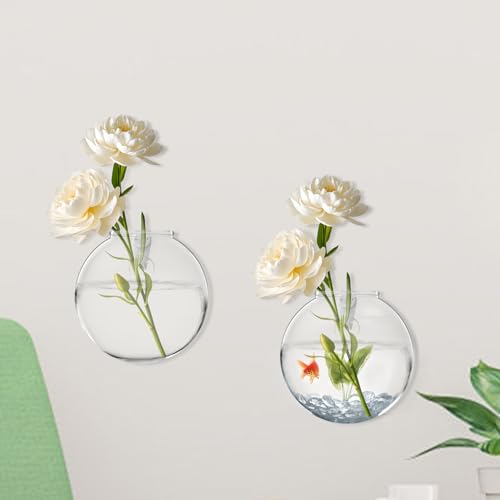 2 Stück Wandbehang Blumenvase Pflanzgefäß Vase en Verre Mural et Créatif Hängende Wand-Pflanzgefäß Conteneur Suspendu Hydroponique Végétal für Home Office Dekor(2) von BUTORY