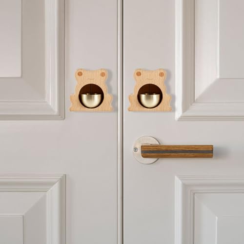 2PCS Magnetic Shopskeepers Bell Creative Decorative Holztür mit Messingglocke für Home Office Kühlschrank Tür Öffnung(2) von BUTORY