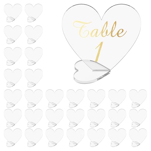 30pcs Clear Heart Acrylschild mit Stand DIY Blankentisch Zeichen Liebe Form Tabletop Acrylblatt für Verlobungsfeier Brautdusche Hochzeit von BUTORY