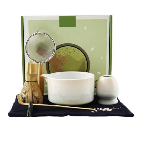 7 Stück Matcha Set mit Sieb Matcha Tee Set Besen Matchas Zubehör Schale Farbverlauf mit Ausgießer von BUTORY