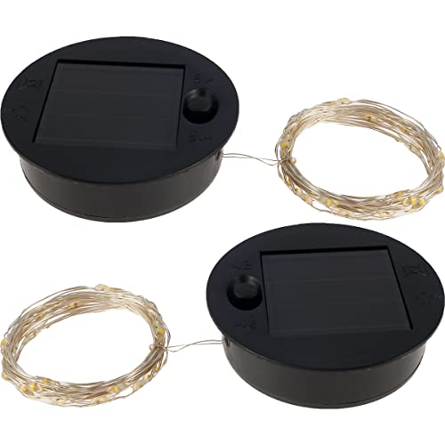 BUTORY 2/4pcs Solar Lantern Light Ersatztop mit 30 LED -Saite LED Solar Panel Lantern Deckel runden Solarleuchten Ersatzteil für Bewässerung Dose Lichter im Freien im Freien Laternen(2) von BUTORY