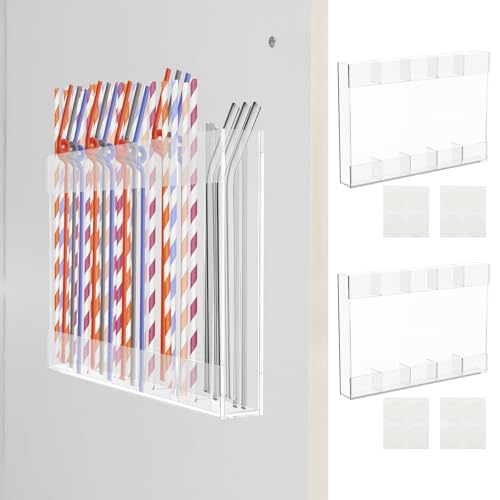 BUTORY 2 PCs wiederverwendbarer Strohhalter transparenter Acrylschrankhalter mit 16 Klebstoffaufkleber für den Küchentuch des Heims von BUTORY