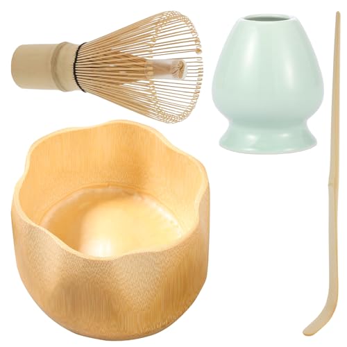 BUTORY 7 Stück Matcha Set Matcha Besen Set Matcha Schale Mit AusgießEr Matcha-Whisk Sieb TeelöFfel Matcha-Schneebesenhalter zubehör FüR Teeliebhaber((Holzfarbe) von BUTORY
