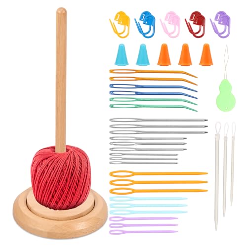 BUTORY Garnkugelhalter Stabiler Gewindehalter tragbarer Holzgarnhalter -Spender Kit glattes Garnhalter Spinner Festes Häkelgarnhalter für Häkelliebhaber Set für Häkelliebhaber von BUTORY