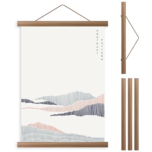 Posterleiste Magnet Magnetische Holz Poster Aufhänger Halter Bilderrahmen aus Holz Bilderleiste aus Eiche Posterleiste Posterschiene Holzrahmen Klemmleiste (41 cm Holzfarbe) von BUTORY