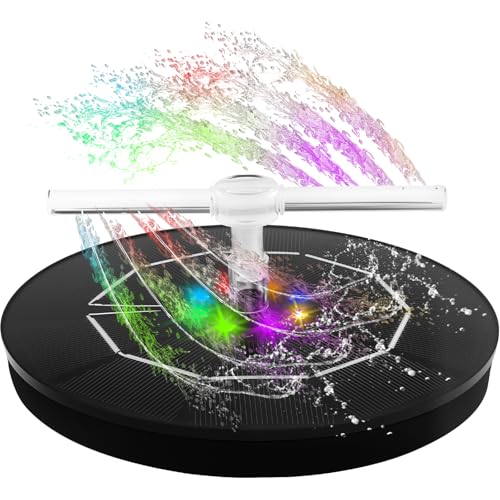 Solar Springbrunnen FüR Außen 2.5w Solarbrunnen Für Draussen Solar Teichpumpe Mit 8 LEDs Wasserpumpe Solar Schwimmender Fontäne Pumpe Für Teich Garten Vogel-Bad Fisch-BehäLter von BUTORY
