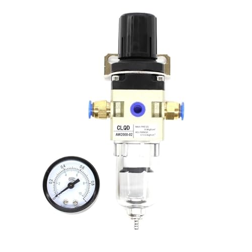 BUTPDYPEP 1 STÜCKE AW2000-02 1/4 pneumatischer Luftdruckregler Öl-Wasser-Abscheider Kompressor Luftfilter Controller Regler mit 4mm 6mm 8mm 10mm(AW2000-02 with PC10) von BUTPDYPEP