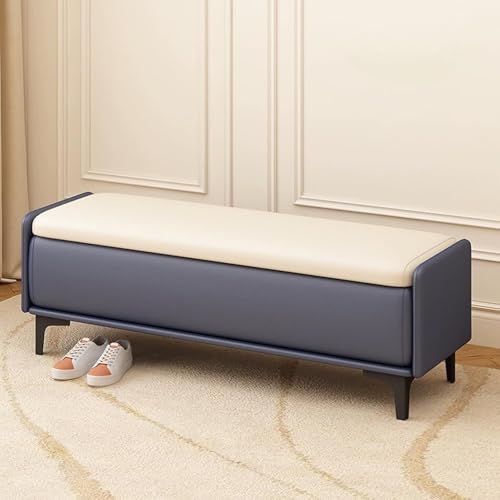 BUTQSZL Moderne Wohnzimmer-Bank, Eingangsbänke mit Kissen, überzogenem Sofa-Schuhwechsel und Fenstersitz, multifunktionaler Ottomane (Beigeblau, 80 cm) von BUTQSZL