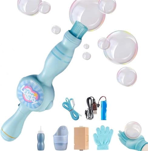 Bunte Rauch Seifenblasenmaschine elastischem Zauberstab, Seifenblasenmaschine elastischem Nebelseifenstab, interaktive magische Nebelseifenblasenmaschine, for Verschenken oder Spaß im Freien.(Blue) von BUTQSZL