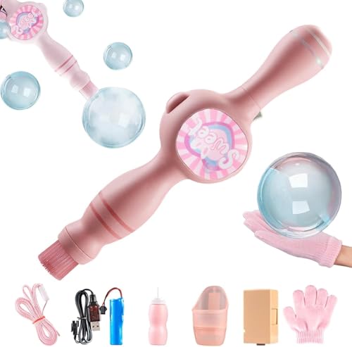 Bunte Rauch Seifenblasenmaschine elastischem Zauberstab, Seifenblasenmaschine elastischem Nebelseifenstab, interaktive magische Nebelseifenblasenmaschine, for Verschenken oder Spaß im Freien.(Pink) von BUTQSZL