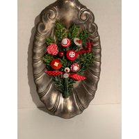 Vintage Weihnachtsknopf Bouquet/Silbertablett Gastgebergeschenk Feiertagsdekor von BUTTONSandBEADS13