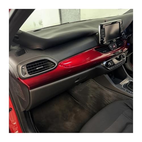 BUTUFYTR Dekor Aufkleber Für Hyundai Für I30 N 2018-2023 RHD Rotes Armaturenbrett Mittelkonsole Schalthebel Fensterknopf Entlüftungsabdeckung(Dashoboard Stripe) von BUTUFYTR