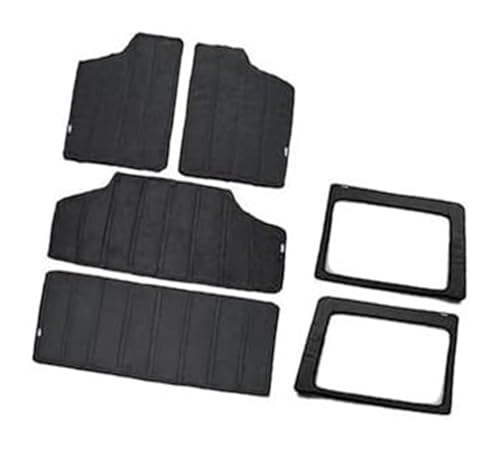 Motorhitzeschutzes Lärmdämmung Für J&eep Für Wrangler JK 2012-2017 Autodach Hardtop Wärmedämmung Baumwolle Sound Pad Innen Kit(Black 4 Door 6 Pcs Black) von BUTUFYTR