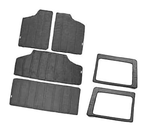 Motorhitzeschutzes Lärmdämmung Für J&eep Für Wrangler JK 2012-2017 Autodach Hardtop Wärmedämmung Baumwolle Sound Pad Innen Kit(Black 4 Door 6 Pcs Grey) von BUTUFYTR