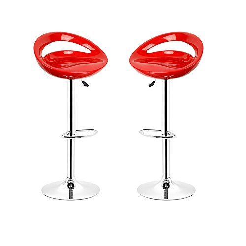 BUTUN Barhocker 2er Set aus ABS-Kunststoff, Höhenverstellbare Barstühle, 360° Drehstuhl, Barstuhl Küche für Patio Bar Wohnzimmer Lobby (Rot) von BUTUN