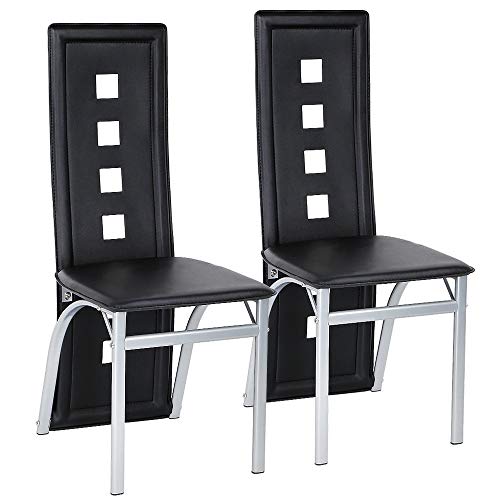 BUTUN Esszimmerstühle 2er Set,Küchenstuhl,Wohnzimmerstuhl,BequemerPolsterstuhl,Sechs-Loch-Rückenlehne,Esstisch Stuhl-Geeignet für Schlafzimmer,Küche,Wohnzimmer und Esszimmer (Reines Schwarz/2pcs) von BUTUN