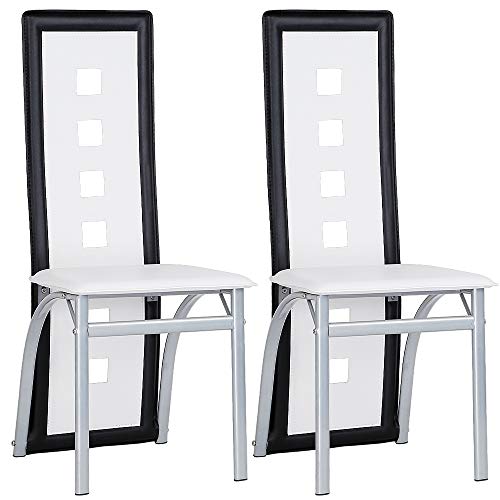BUTUN Esszimmerstühle 2er Set,Küchenstuhl,Wohnzimmerstuhl,BequemerPolsterstuhl,Sechs-Loch-Rückenlehne,Esstisch Stuhl-Geeignet für Schlafzimmer,Küche,Wohnzimmer und Esszimmer (Weiß mit schwarz/2pcs) BUTUN Esszimmerstühle 2er Set,Küchenstuhl,Wohnzimmerstuhl,BequemerPolsterstuhl,Sechs-Loch-Rückenlehne,Esstisch Stuhl-Geeignet für Schlafzimmer,Küche,Wohnzimmer und Esszimmer (Weiß mit schwarz/2pcs) von BUTUN
