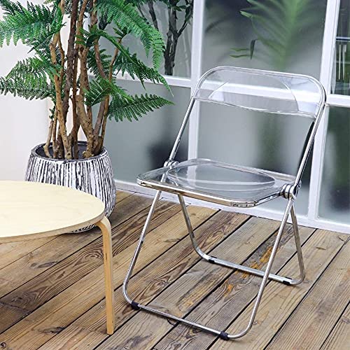 Stühle aus Acryl, Klappstuhl, transparent, Esszimmerstühle, Gartenstuhl, zusammenklappbar, kann für entspannte Mahlzeiten im Büro verwendet werden (weiß) von BUTUN
