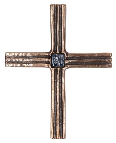 BUTZON & BERCKER Wandkreuz aus Bronze mit Mosaikstein. Modernes Kruzifix des renommierten Künstlers Raimund Schmelter mit Expertise. Ideal zur Hochzeit oder Firmung. Format 17 x 13,5 cm von BUTZON & BERCKER