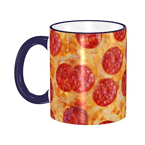 BUULOO Dge Color Keramik 3D Pizza Pepperoni Tasse, Moderne Mode Tasse Griff Kaffeebecher, Tee/Getränk/Milch Multifunktionale Tasse von BUULOO