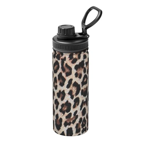 Isolierter Wasserkocher mit Leopardenmuster, Edelstahl, wiederverwendbar, für Wandern, Weihnachten, 530 ml von BUULOO