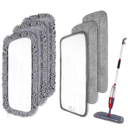 Mikrofaser-Sprühmopp-Ersatzköpfe für Nass-/Trockenmopps, flache Ersatzköpfe für Bodenreinigung und Schrubben, Mikrofaser-Profis, wiederverwendbare Wischpads, 6 Stück Mikrofaser-Sprühmopp-Ersatzköpfe für Nass-/Trockenmopps, flache Ersatzköpfe für Bodenreinigung und Schrubben, Mikrofaser-Profis, wiederverwendbare Wischpads, 6 Stück von BUUROOHM
