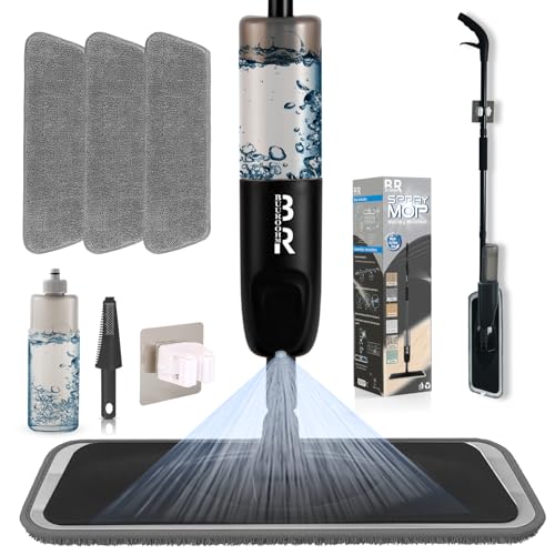 Wischer mit Sprühfunktion,BUUROOHM Bodenwischer mit Sprühfunktion,mit Nachfüllbare Flaschen, waschbarer Mikrofaser-Wischbezug, Bodenreinigung ohne Eimer,360 Grad Rotierender，für alle Hartböden von BUUROOHM