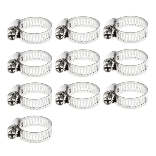 10 Stück 3/8"-5/8" verstellbare Antriebsschlauchschellen aus Edelstahl, Kraftstoffleitungs-Schneckenclips, Befestigungsklammer, Autoreparaturzubehör - leicht zu montieren von BUUV