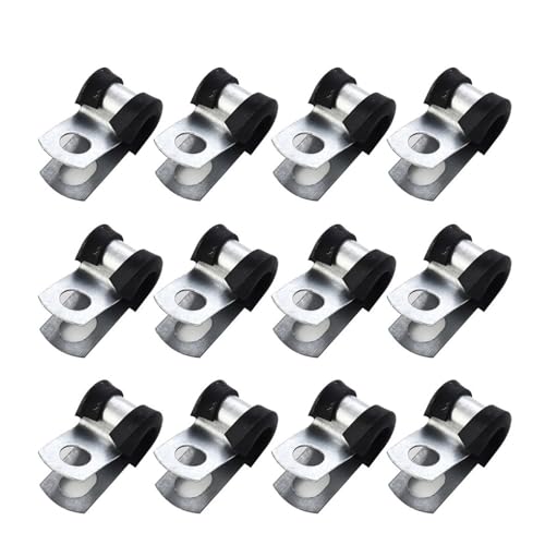 12 Stück Metall-P-Clips mit Gummiauskleidung, Schlauchschelle for Wohnmobile, 3/16 Zoll, Bremsgasleitung, Rohrbefestigungsschelle von BUUV