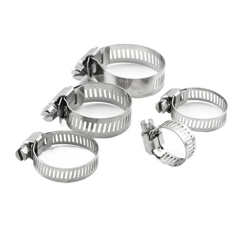 2–10 Stück verstellbare Schneckengetriebe-Schlauchschelle, Edelstahl-Schlauchschellenschloss for Wasser- und Gasleitungen - leicht zu montieren(18-32mm 5pcs) von BUUV