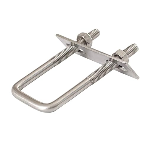 2 Sätze von 304 Edelstahl U-Schraube Quadratische Klemme Quadratische Rohrklemme U-Bolzen Rechtwinkliger Bolzen mit Schallwand für Rohrbefestigung(M10X81X200) von BUUV
