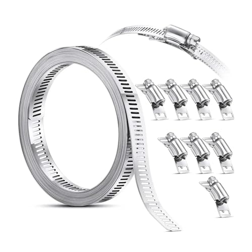 3,5 Meter Schlauchschelle Aus Edelstahl 304 Mit 8 Befestigungselementen, Verstellbare Schneckengetriebe-Rohrführung - leicht zu montieren von BUUV