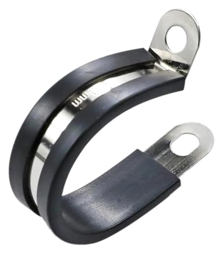 30 Stück Gummierte P-Clips 304 Edelstahl Halterung Klemme Rohr Wandmontage Fix Befestigungselemente For Drähte Kabel Clip Einfache Montage(10mm) von BUUV