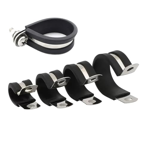 304 Edelstahl-Rohrschellen mit Gummiauskleidung, R-Typ, Kabelinstallationsschellen, feste Schlauchschellen Drahtreitkarte(24mm-3pcs) von BUUV